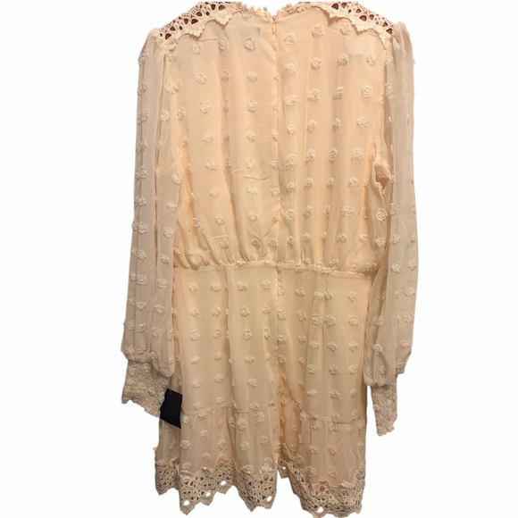 Lulus Lust or Love Cream Embroidered Lace Long Sleeve Dress Large NWT - Picture 7 of 11